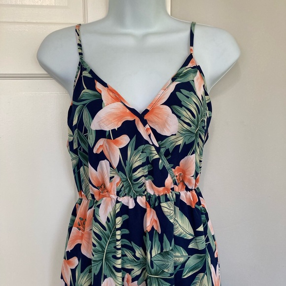 PatPat Tropical Floral Midi Dress - Navy and Peach - Picture 2 of 7